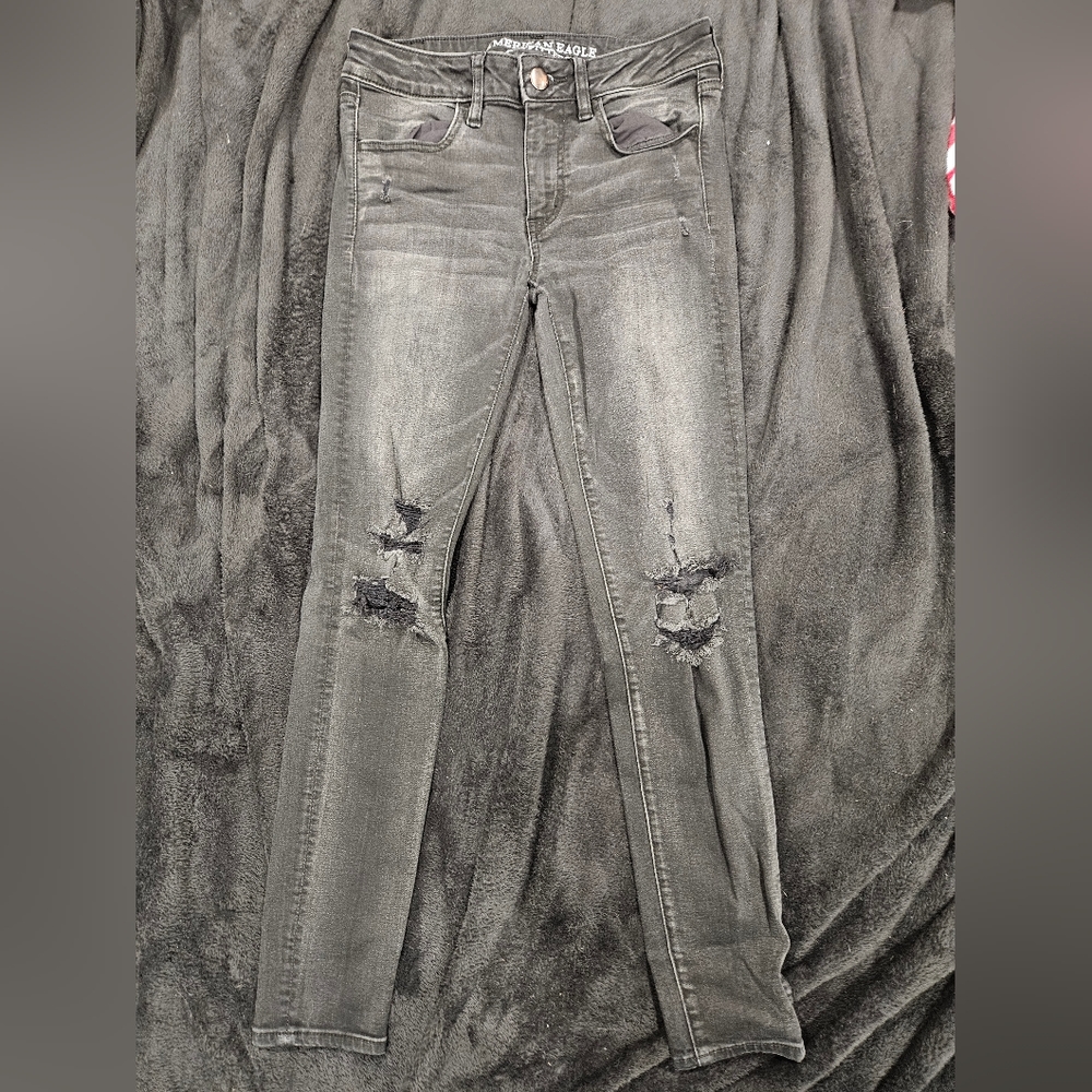 Black Ripped Jeggings AEO size 6